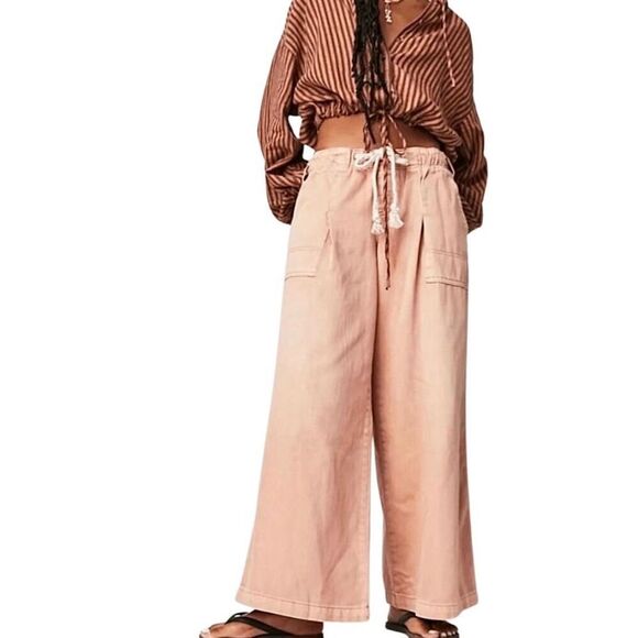 We The Free People Port Royal Wide Leg Pants Jeans size M Peach - Picture 1 of 10